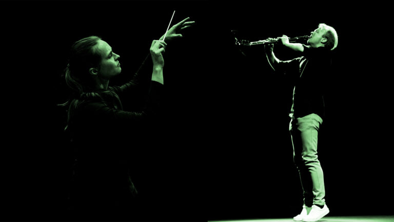 Kapellimestari Izabele Jankauzkaite, kapellimestari ja klarinetisti Lauri Sallinen