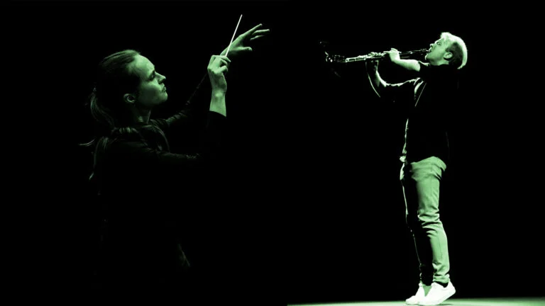 Kapellimestari Izabele Jankauzkaite, kapellimestari ja klarinetisti Lauri Sallinen