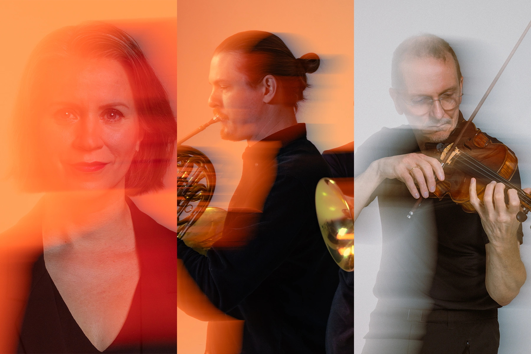 Tapiola Sinfoniettan troikka: intendentti Maati Rehor, Ilkka Hongisto ja Jukka Rantamäki.